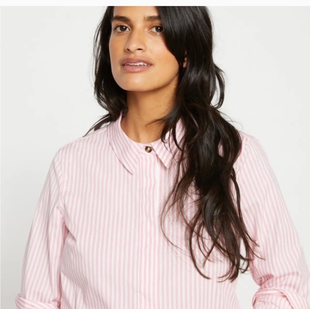 Half Placket Striped Elbe Shirt